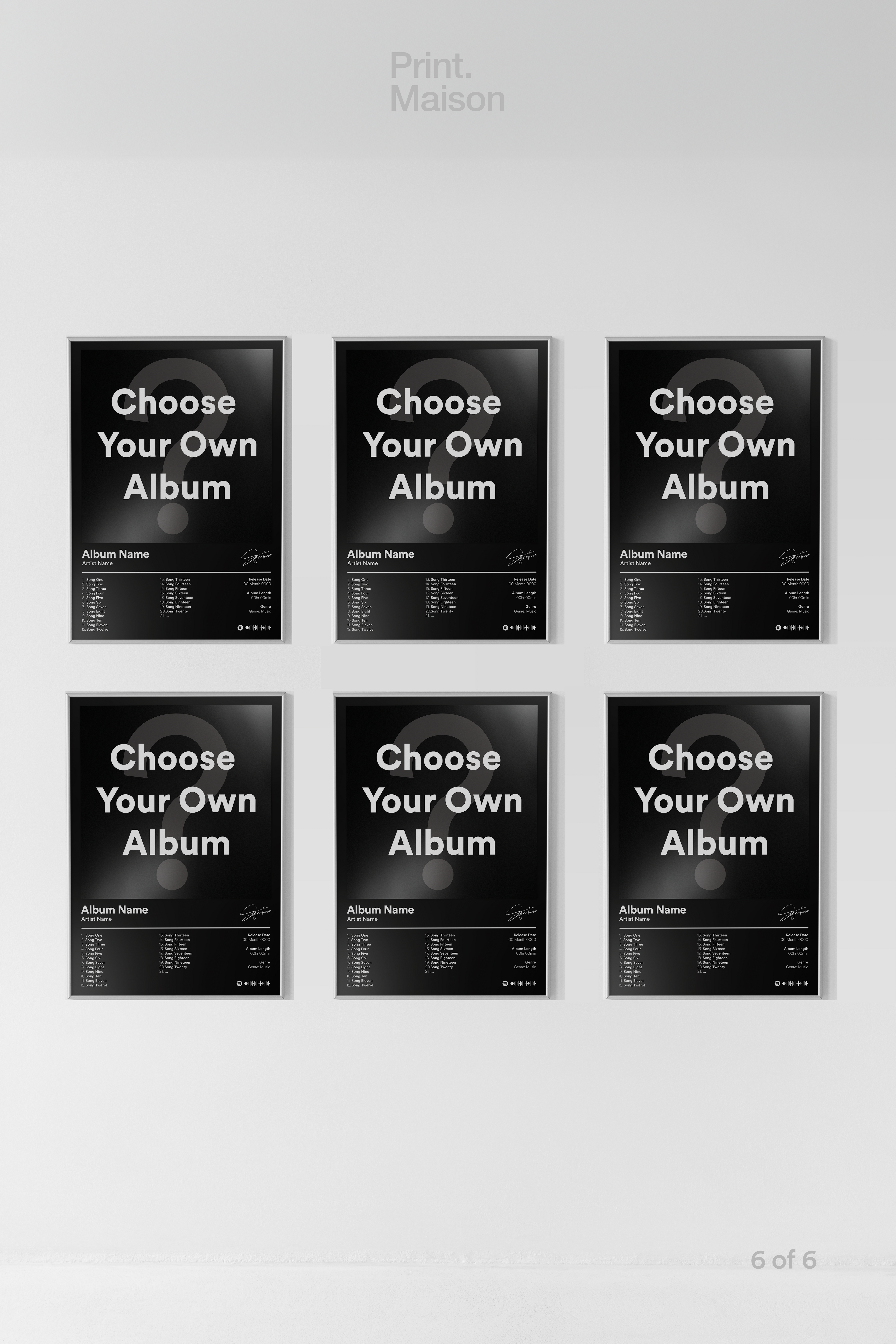 Custom Album Poster - 6 Prints