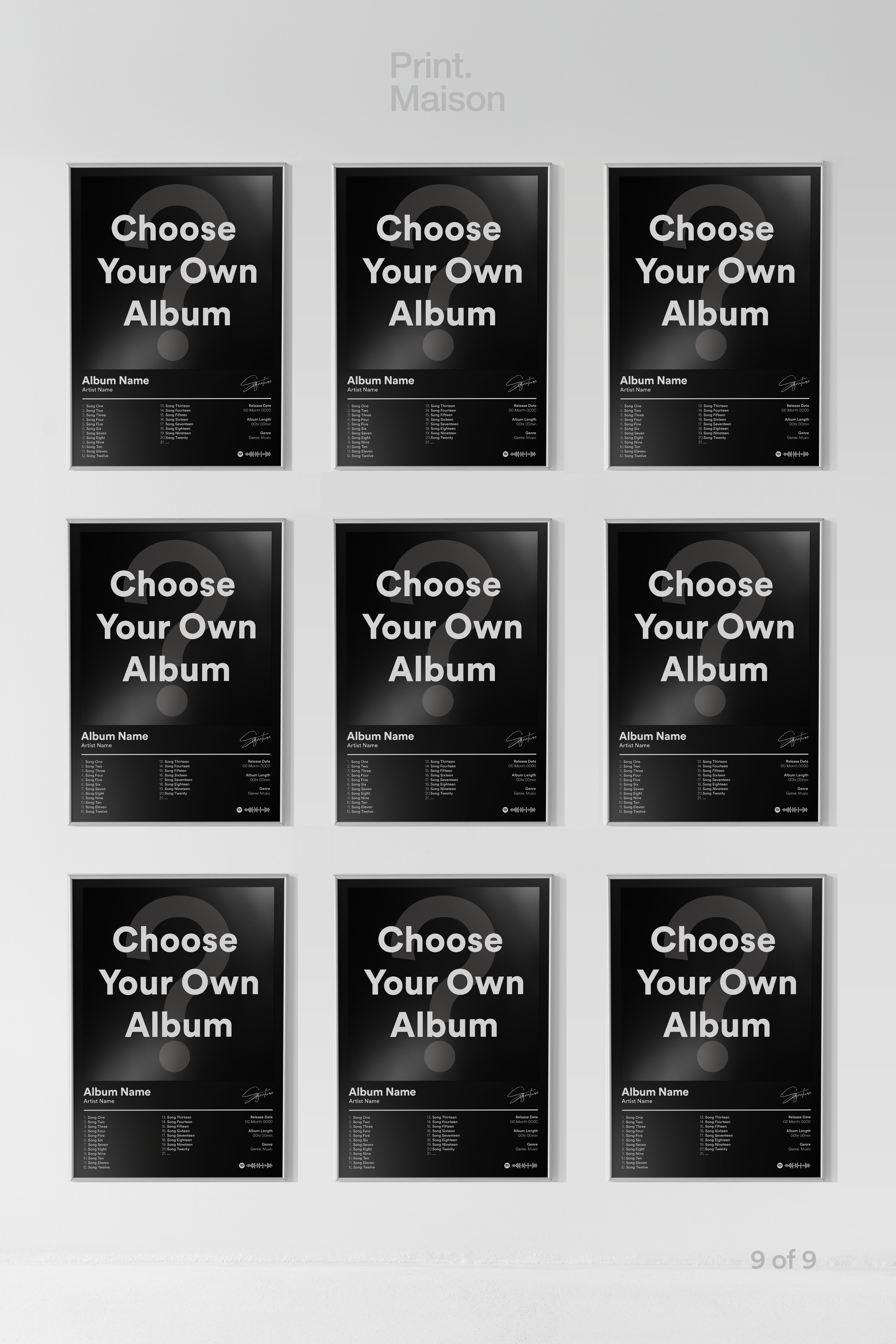 Custom Album Poster - 9 Prints